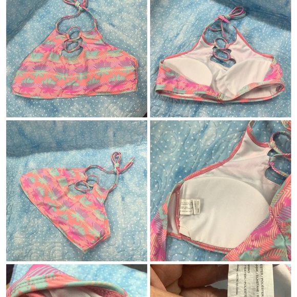 Hot Water bikini top pink blue size L very nice feminine look pads built… - Picture 5 of 8